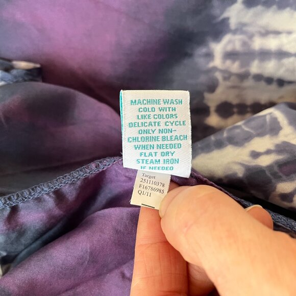 Calypso St. Barth for Target Size M Silk Tie Dye Blouse Lace 3/4 Sleeves Boho - Picture 13 of 13